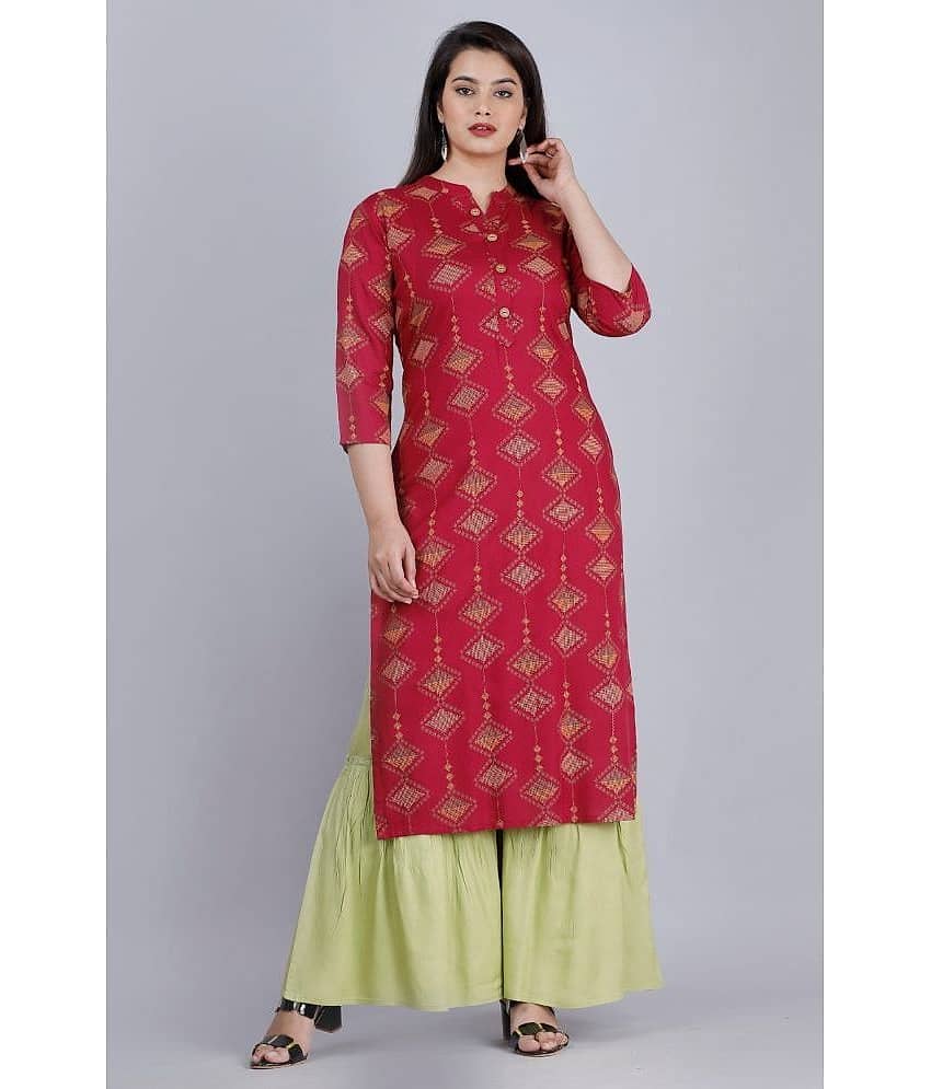 MAUKA - Maroon Straight Rayon Women's Stitched Salwar Suit ( Pack of 1 )