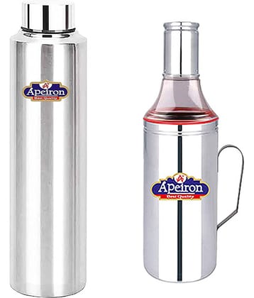 APEIORN Bottle & Dispenser Steel Oil Container/Dispenser Set of 2 1000 mL
