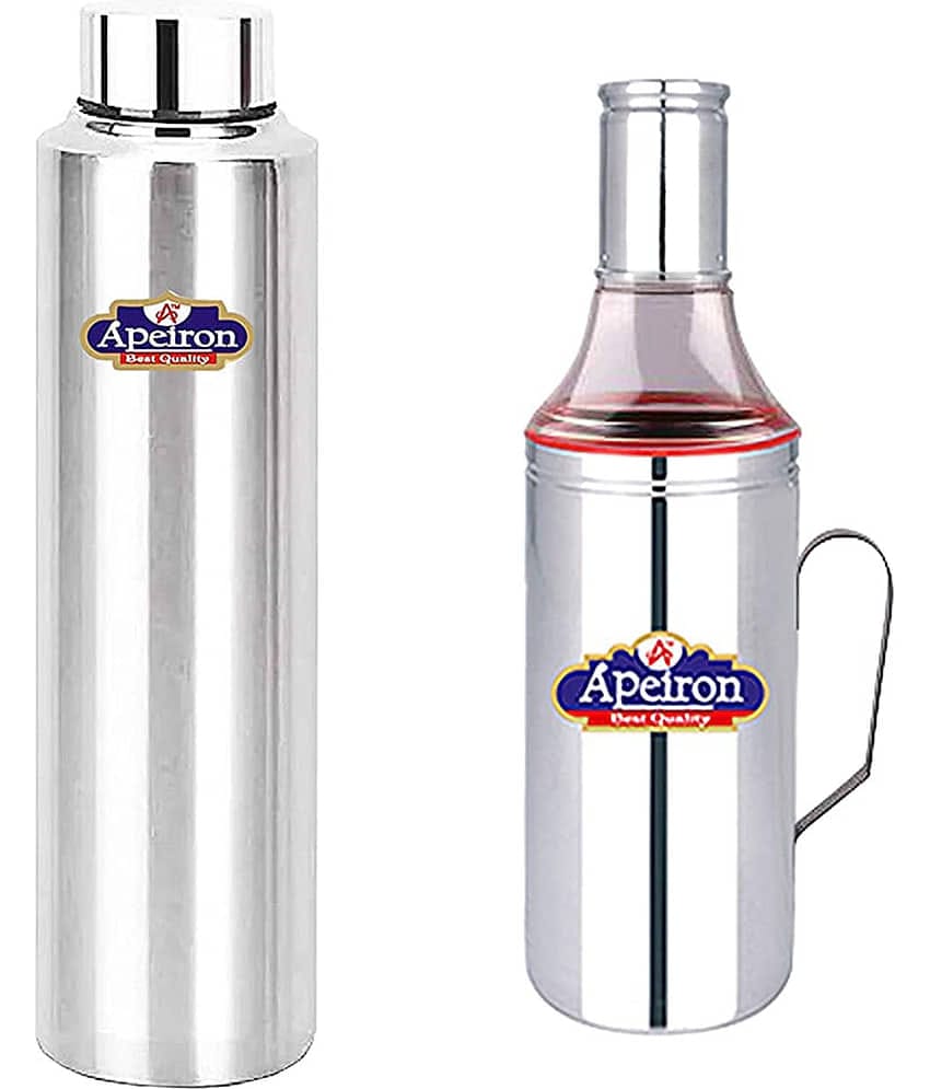APEIORN Bottle & Dispenser Steel Oil Container/Dispenser Set of 2 1000 mL