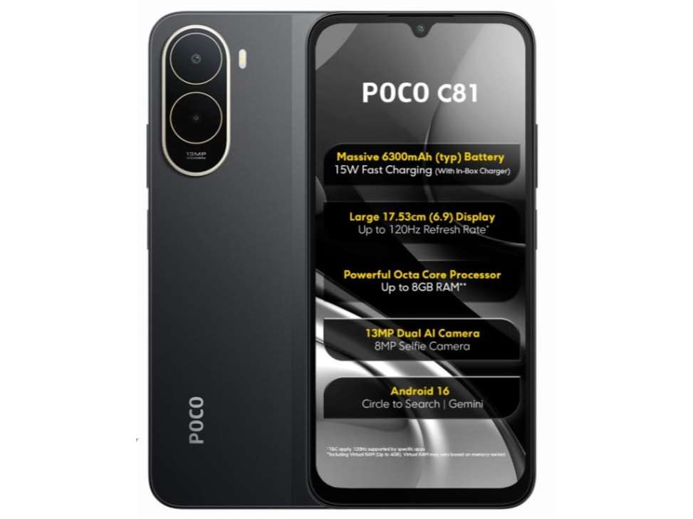 Poco C81 Smartphone, 4GB RAM, 64GB Storage - Elite Black