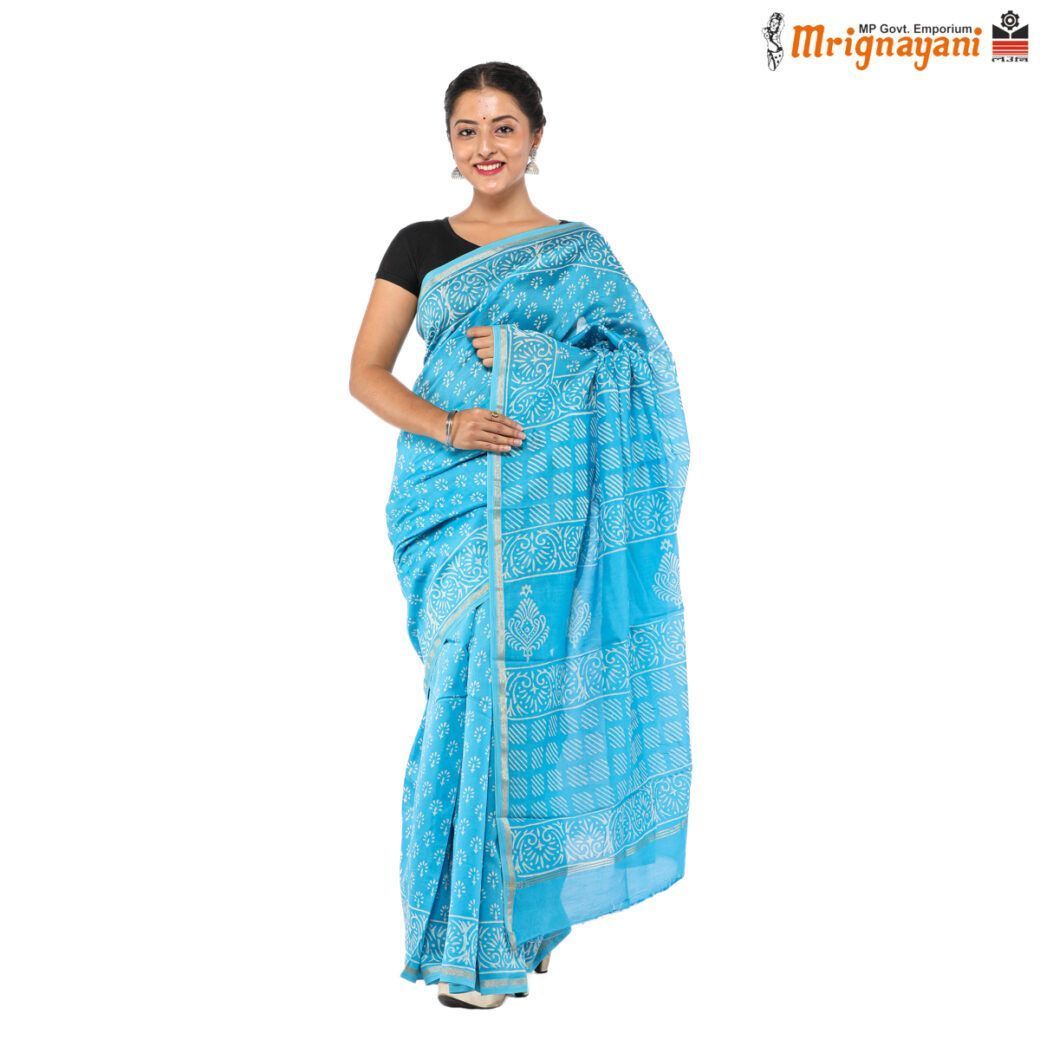 HANDLOOM CHANDERI SILK SAREE WITH BLOUSE (SKU - 1SCZ01250522, SAREE-1073)