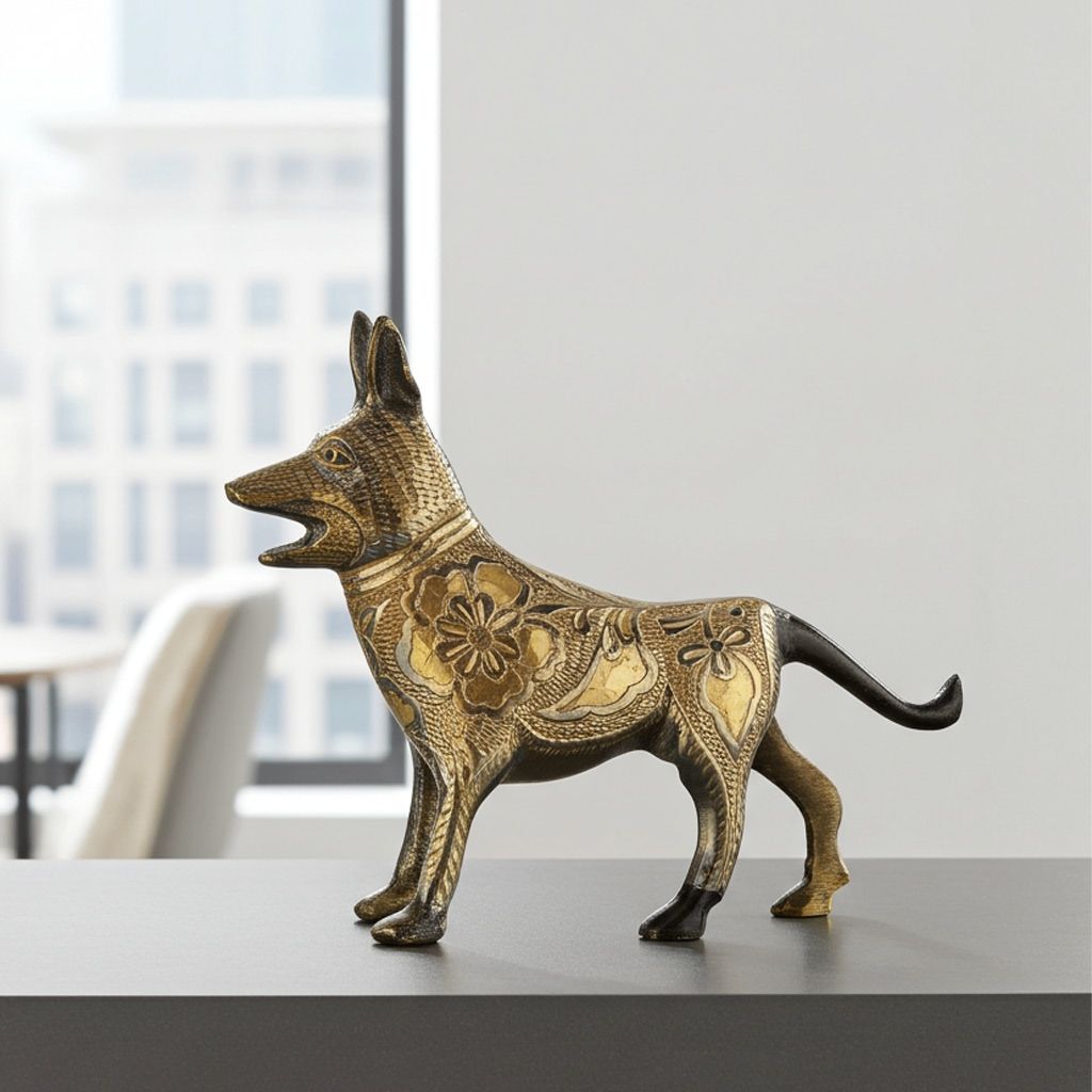 Brass Showpiece Dog Statue (ANMAS051 A)