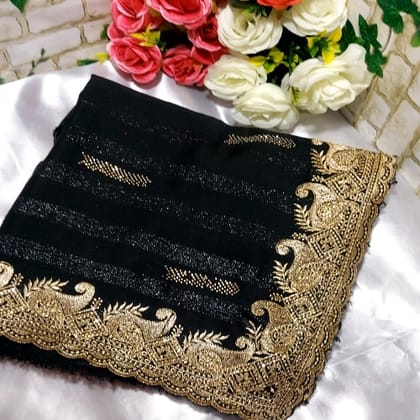 New fancy.Georgette black embroidery workshari