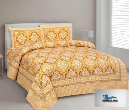 3001-Hometrade India-Standard King Size (90*108 Inches)-Buy Pure Cotton Jaipuri Printed Flat King Size Double Bedsheet With 2 Matching Pillow Cover 3001-Hometrade India-Standard King Size (90*108 Inches)-Buy Pure Cotton Jaipuri Printed Flat King Size Double Bedsheet With 2 Matching Pillow Cover