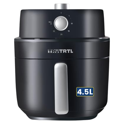 truTRTL Manual Air Fryer for Home | Actual 4.5 Liter | 1400 Watt | 1 Year Warranty | Uses 90% less Oil | Time & Temp Control Knobs | Glossy Black truTRTL Manual Air Fryer for Home | Actual 4.5 Liter | 1400 Watt | 1 Year Warranty | Uses 90% less Oil | Time & Temp Control Knobs | Glossy Black
