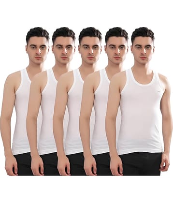 kaseera Pack of 5 Cotton Blend Basic Vest For Men ( White )