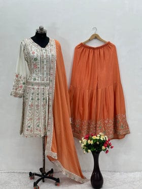Party Wear Beautiful Top Bottom And Dupatta With Dimond Work