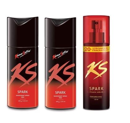 Kama Sutra 2 Big Spark (150ml Each) and 1 Power Series, 135ml Deodorant for Men - Pack of 3