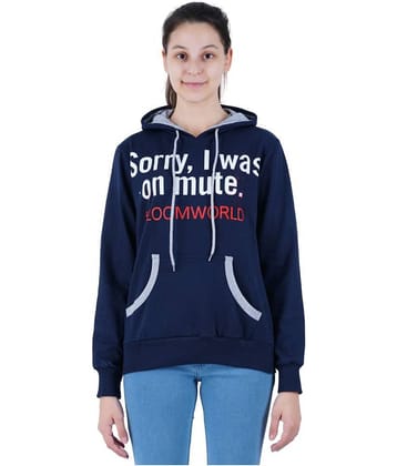 Zebu Cotton - Fleece Navy Hooded Sweatshirt