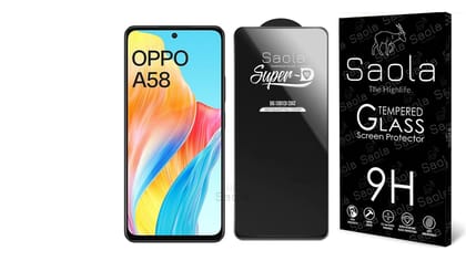 Saola® SuperD Oleophobic Tempered Glass For Oppo A58 (PACK OF 1) with Free Installation Kit. Full screen Coverage. Free Replacement If Received Damaged - 6.72 inch Saola® SuperD Oleophobic Tempered Glass For Oppo A58 (PACK OF 1) with Free Installation Ki