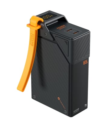 Portronics 65W Halley 20K 20000mAh Fast Charging Powerbank for Android Smartphones, iPhones, ipads, Tablets & Macbooks, Dual Type C PD Port, LED Display, Strong Lanyard (Black)