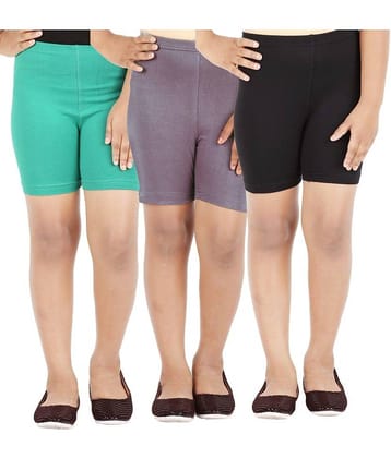 LULA Pack of 3 Girls Cotton Blend Cycling Shorts ( Multicolor )