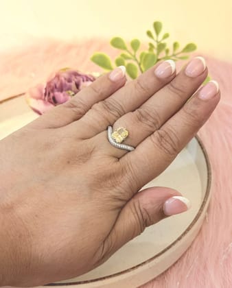 Smitam Jewels Dvandva Adjustable Ring Lilac Amethyst Golden Citrine Dual Stone Open Ring