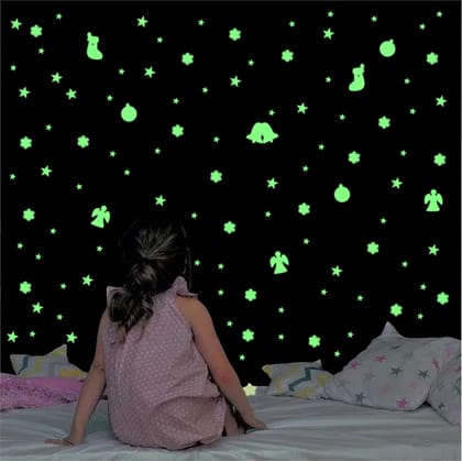 DreamKraft 60 Pieces Glow in The Dark Sticker Snowflakes with Fairies and Bell - Add Enchantment to Your Home Decor