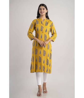MAUKA - Yellow Rayon Women's Straight Kurti ( Pack of 1 )