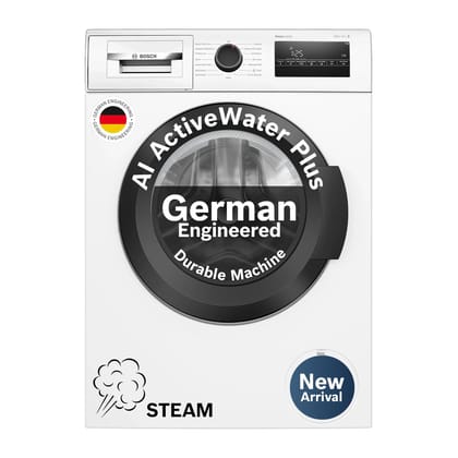 Bosch 7 kg 5 Star Front Load Fully-Automatic Washing Machine, Steam Antibacterial Tech, AI ActiveWater, 15 Wash Programs, 53L Large Drum, SoftCare Paddle, White, WAJ24263IN (2026 Model) Bosch 7 kg 5 Star Front Load Fully-Automatic Washing Machine, Steam 