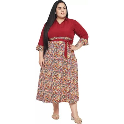 Women's Polyester Fit and Flare Maroon Dress Size 6XL (Maroon)