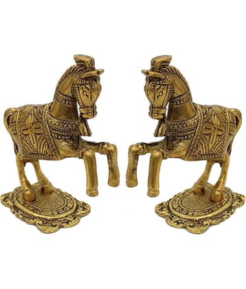 Fashion Bizz Antique Jumping Horse Decorative Showpiece - 11.5 cm, Pack of 2