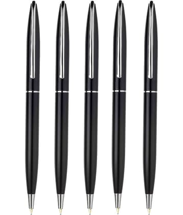 K K CROSI Sleek Design Pack of 5pcs Black Colour Metal Ball Pen  (Pack of 5, Blue Ink)