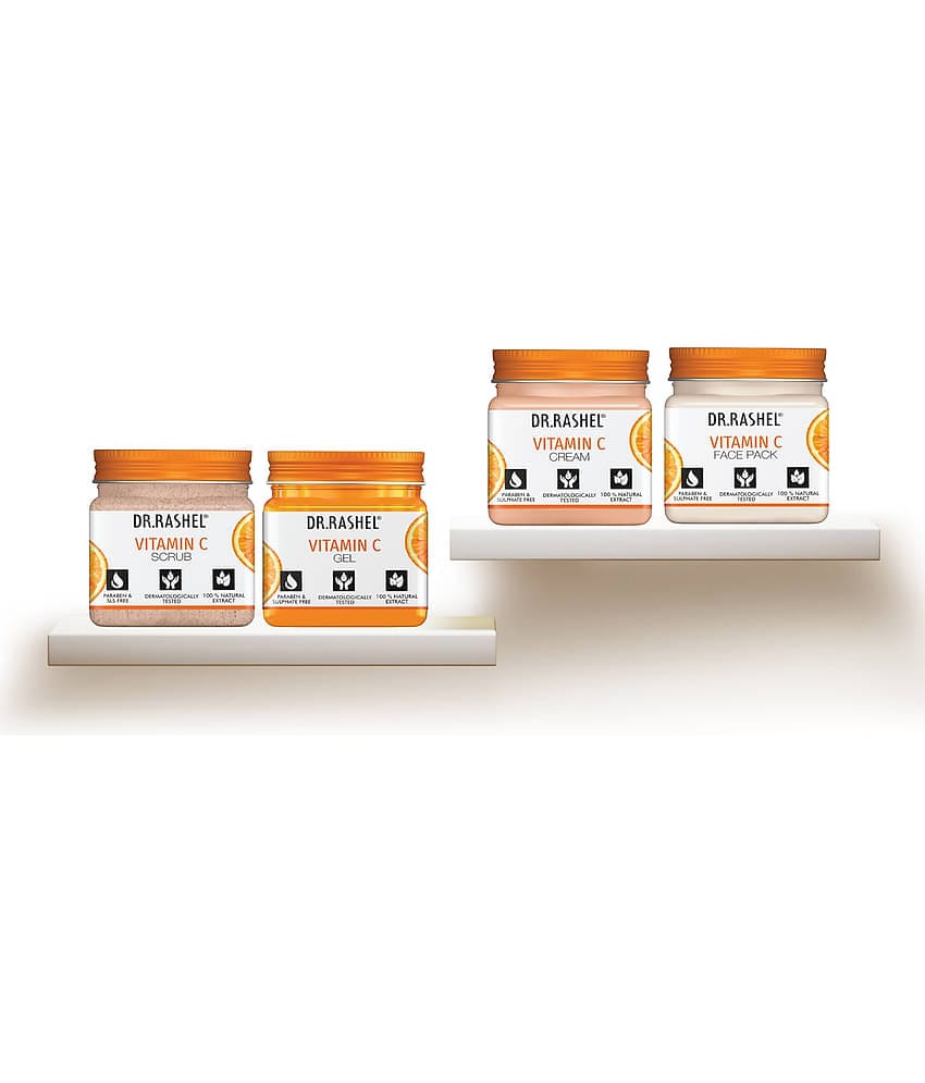 Dr.Rashel Vitamin C Facial Kit(Scrub, Gel,Face Pack,Cream),Complete Glow Care,For All Skin Type,45 Ml (Pack of 4)