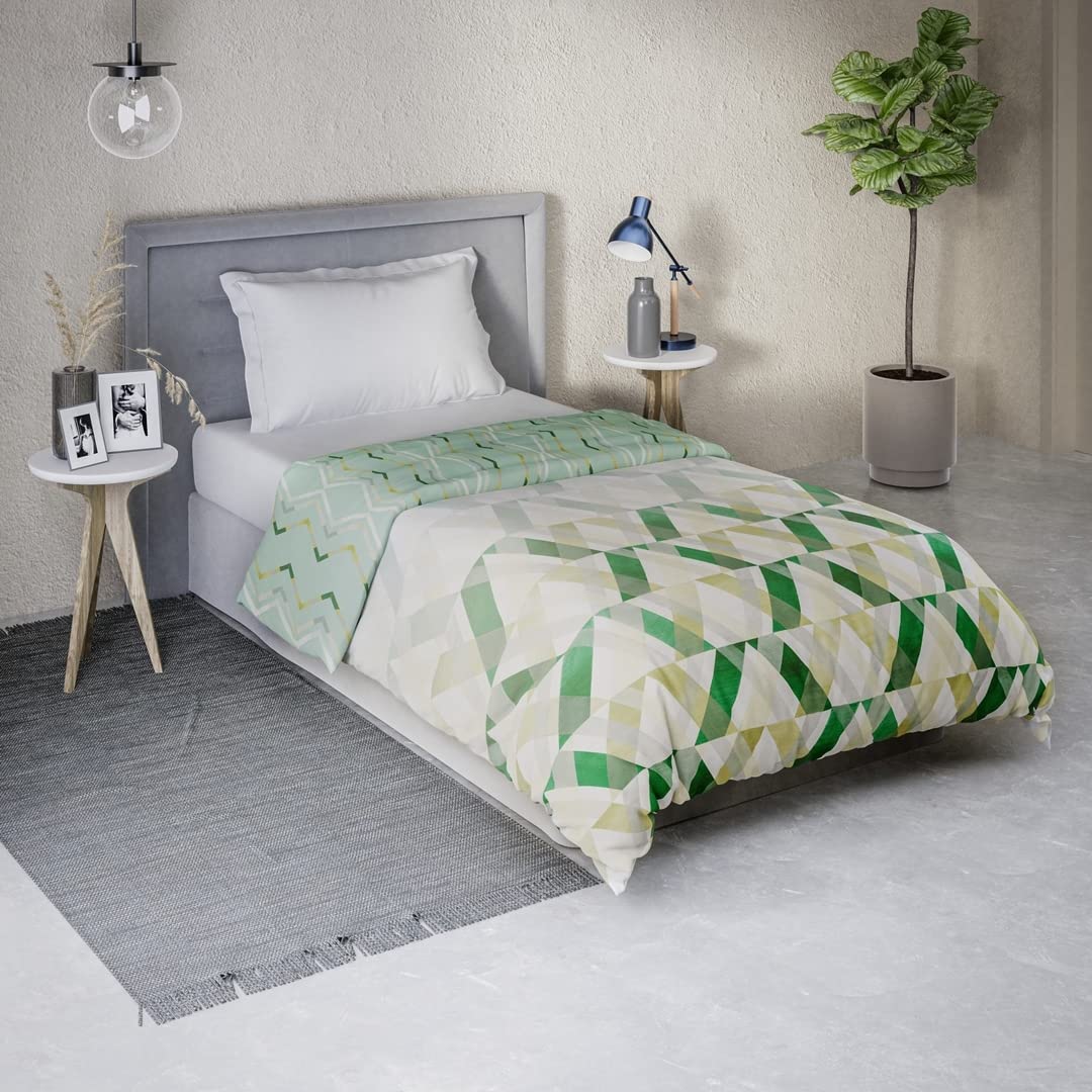 DDECOR - Cherish Collection 100% Cotton Geometric Pattern 150TC Single Quilt|152 CM X 229 CM| - Green