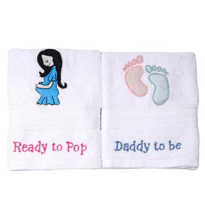 The Baby First Box Premium Baby Shower Hand Towels Set for Mom and Dad - Pack of 2 The Baby First Box Premium Baby Shower Hand Towels Set for Mom and Dad - Pack of 2