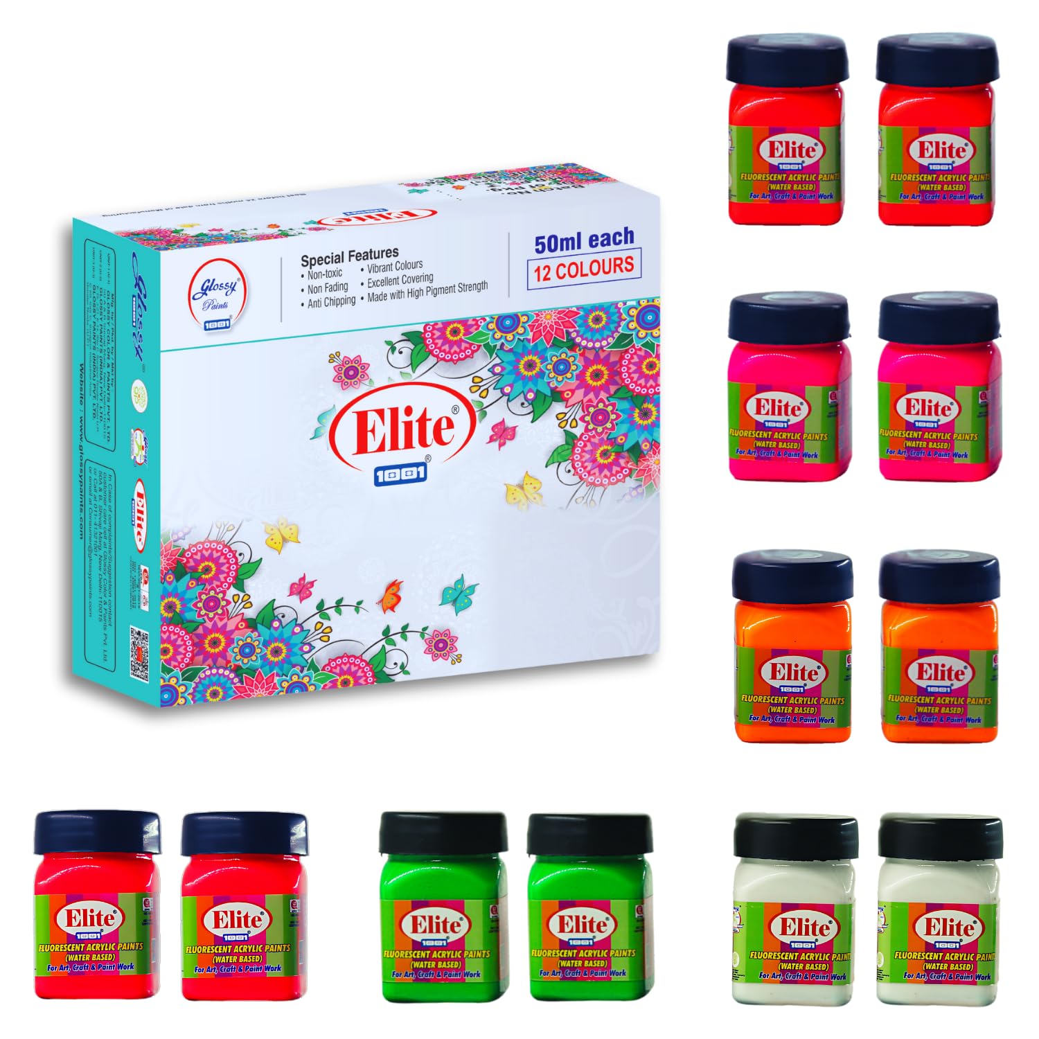1001 Elite Artists Acrylic Colors Set | MultiSurface | Art Craft & Paint Work | Multicolours