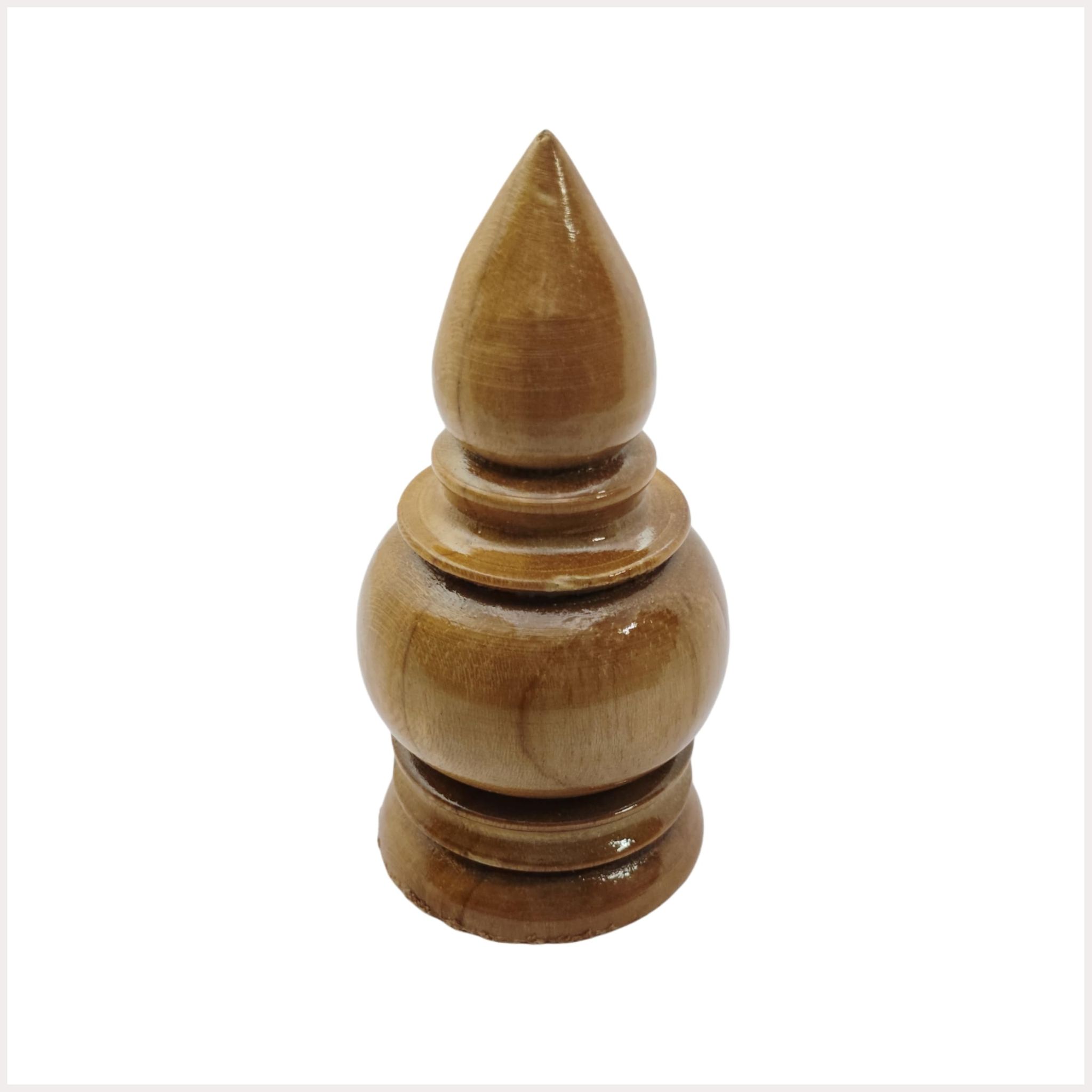 KARTHI7OCT STORE Small Wooden Pooja Kalash (3 Inch Height, 1.5 Inch Base) � Polished Natural Finish � Traditional Puja Kalasam for Home Temple & Ritual Decor - Festival Decoration - Wood Mandir