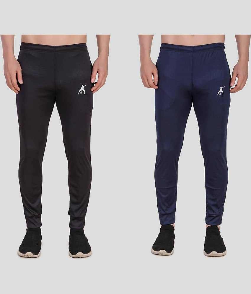 Preen Black Polyester Men's Sports Trackpants ( Pack of 2 )