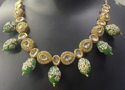 Premium Green Been Kundan Choker Set Women Festive Jewellery