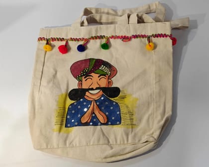 Hand printed Rajasthani Kathputli Art Handbag
