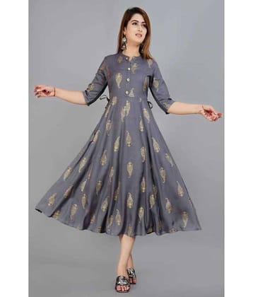 SIPET - Grey Rayon Women's Flared Kurti ( Pack of 1 )