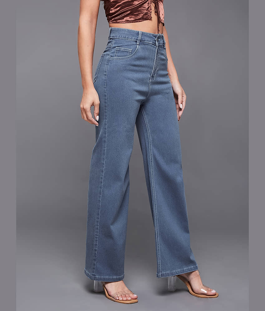Miss Chase Women's Wide Leg High-Rise Jeans ( Blue )