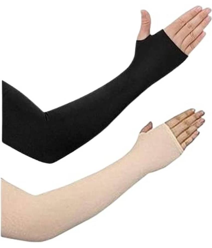 Mahek Accessories - Multicolor Self Design Riding Sleeves ( Set of 2 )