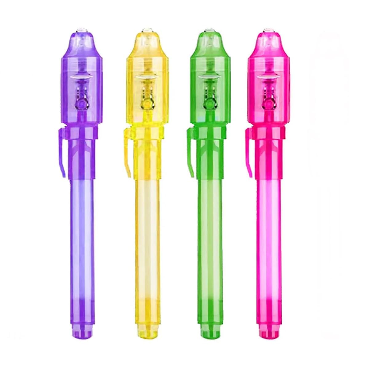 BREEPREE Invisible Ink Magic Pen with UV Light Set of 6 Random Colors Secret Message Pen
