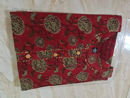 Cotton top pant set with kantha work on neck