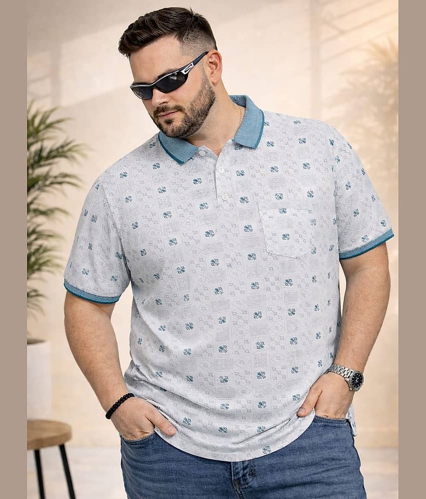 AUSTIVO Men Cotton Blend Regular Fit Printed Polo T Shirt ( Orange )