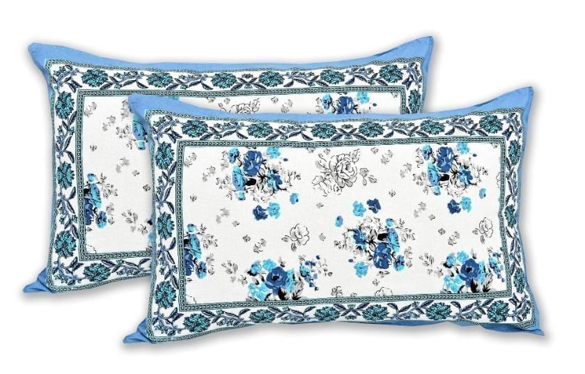 3001-Hometrade India-Standard King Size (90*108 Inches)-Pure Cotton Jaipuri Double Bedsheet With Matching Pillow Cover