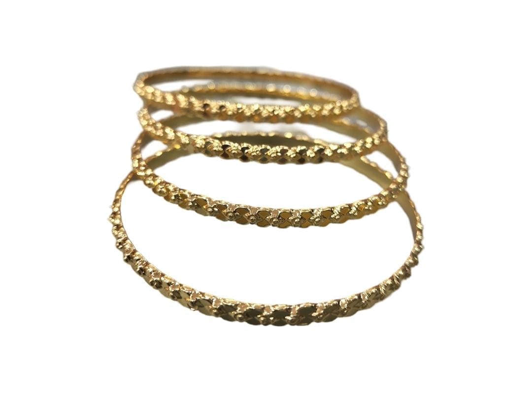 Gold Plated Textured Bangle Set of 4