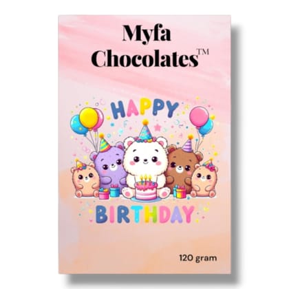 Myfa Chocolates Happy Birthday Premium Chocolate Bar - 120g | Cute Teddy Bear Theme Birthday Gift for Kids, Friends & Family | Delicious Party Favors & Return Gift Idea Myfa Chocolates Happy Birthday Premium Chocolate Bar - 120g | Cute Teddy Bear Theme Birthday Gift for Kids, Friends & Family | Delicious Party Favors & Return Gift Idea