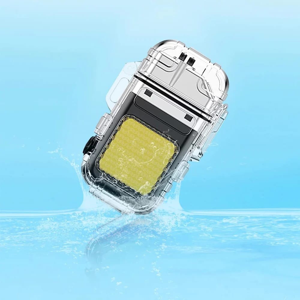 Waterproof Portable Mini LED Flashlight Lighter | USB Rechargeable Keychain Light | Outdoor Camping Emergency | Double Arc Plasma Cigarette Lighter | Windproof & Flameless