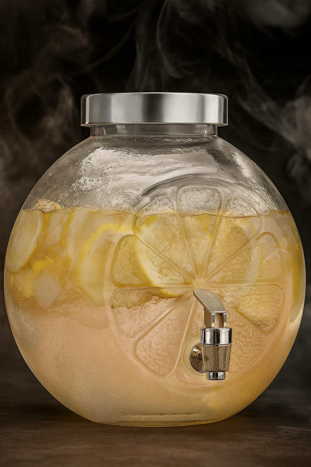 Glass Beverage Dispenser with lid and Tap | 5000 ML | Round Water & Juice Tank | Glass Pitcher for Beer, Cocktails, Juice, Cold Drinks and Detox Water|Set of 1