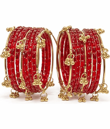 Vedhahi Red Bangle Set ( Pack of 16 )