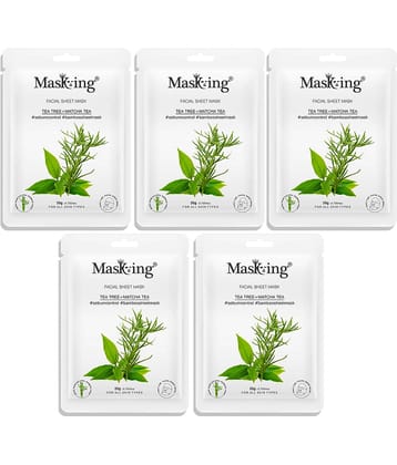 Masking Tea Tree & Matcha Tea Bamboo Face Sheet Mask 100 ml Pack of 5