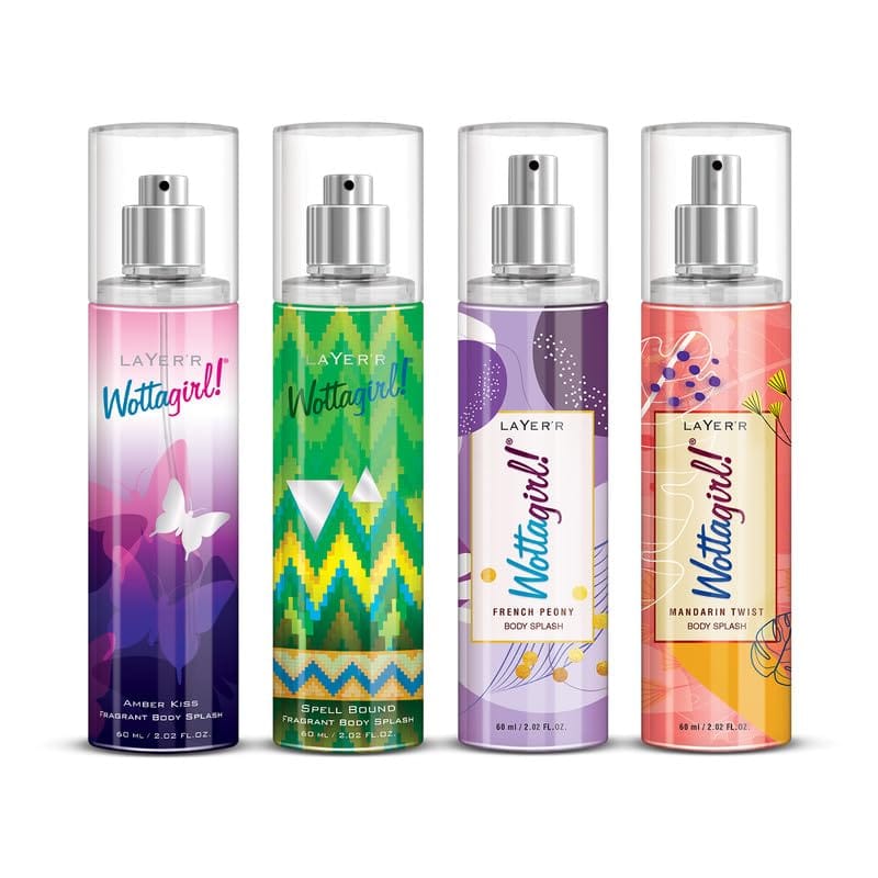 Layer'r Women WottaGirl! Body Splash Long Lasting Liquid Fresh Scent Fragrance Pack Of 4 - (240Ml, Pack Of 4)