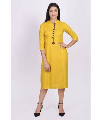 NeshamaKurti - Yellow Rayon Women's A-line Kurti ( Pack of 1 )