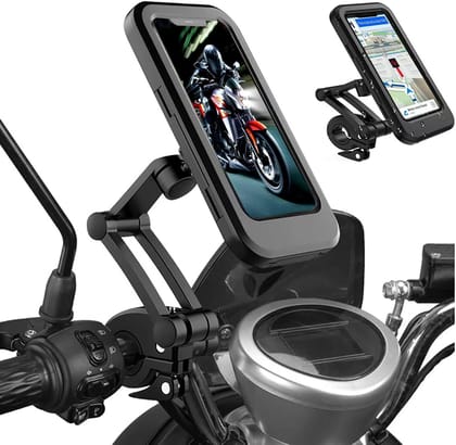 DIALUST Waterproof Bike Phone Mount, Universal Mobile Holder for Motorcycle & Bicycle Handlebar | 360° Rotation, Touch Screen Access, Adjustable Clamp Fits 4"-6.8" Phones, Mobile Stand for Bike/Cycle Black / Universal