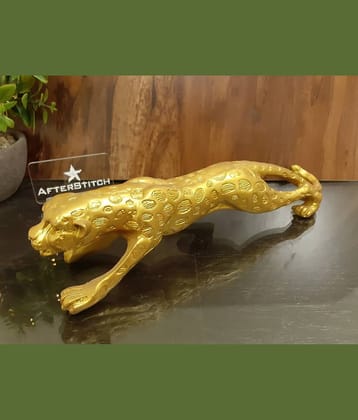 AFTERSTITCH Golden Jaguar Panther Idol statue for home office decor Cheetah Showpiece Gift 30 cm  (Pack of 1)