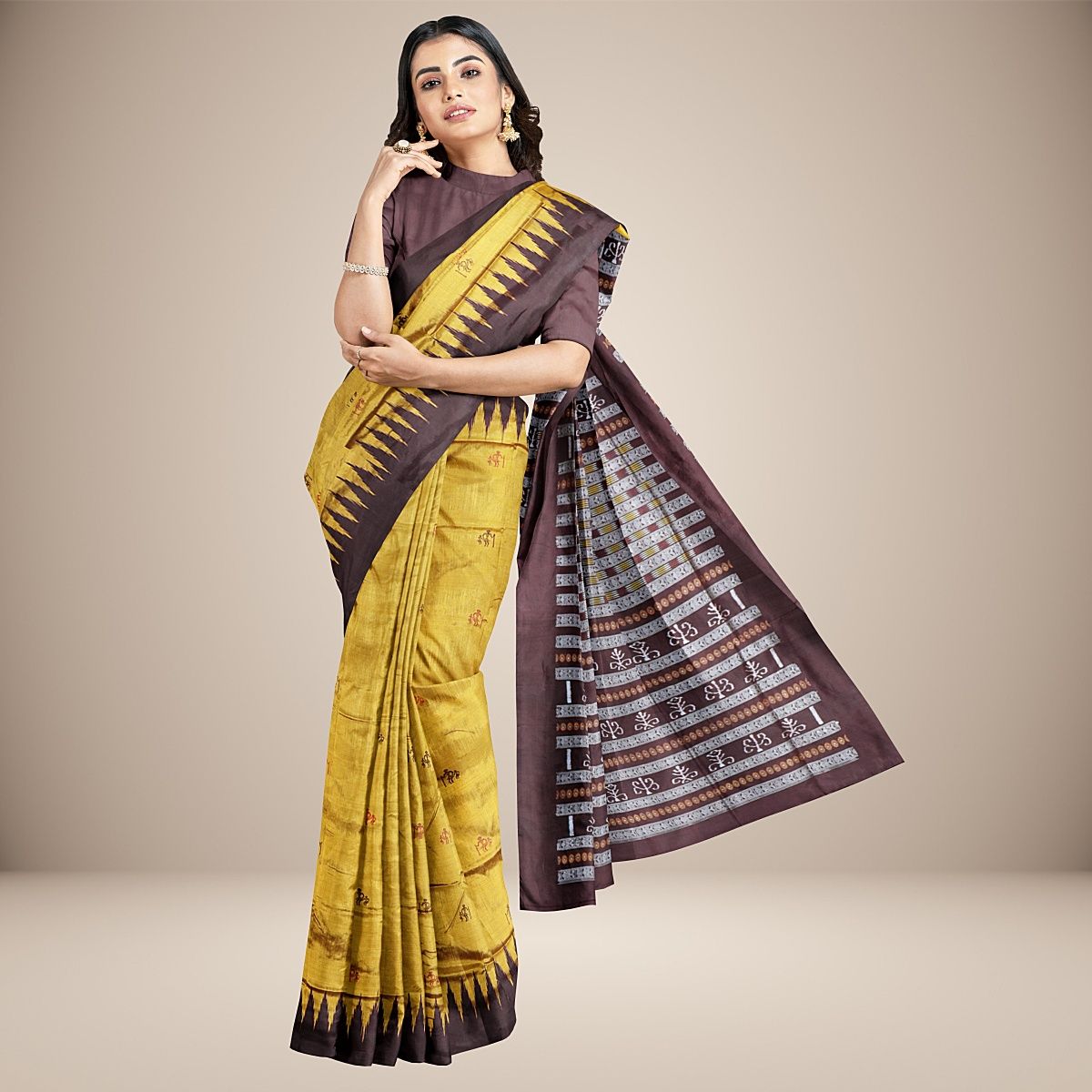 Tribal Buti Bomkai Silk Saree