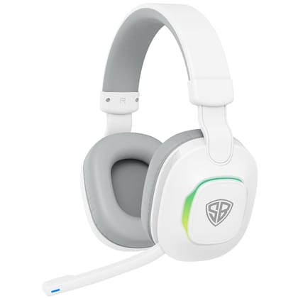 SpinBot Ranger HX300 Wireless Gaming Headset with Flip Boom Mic | 50ms Low Latency | 40mm Drivers | Bluetooth 5.2 + AUX | 7 RGB Modes | Game Mode | 18H Battery (White) SpinBot Ranger HX300 Wireless Gaming Headset with Flip Boom Mic | 50ms Low Latency | 4